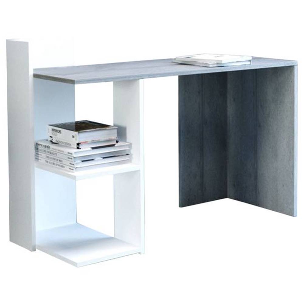 Sconto Písací stôl PACO 01 sivá/biela, značky Sconto