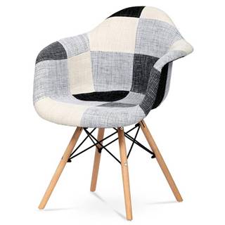 Sconto Jedálenská stolička AVIRA sivá/biela, patchwork, značky Sconto