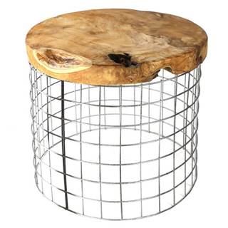 Sconto Prístavný stolík TRIEN 1 teakové drevo/kov, priemer 50 cm, značky Sconto