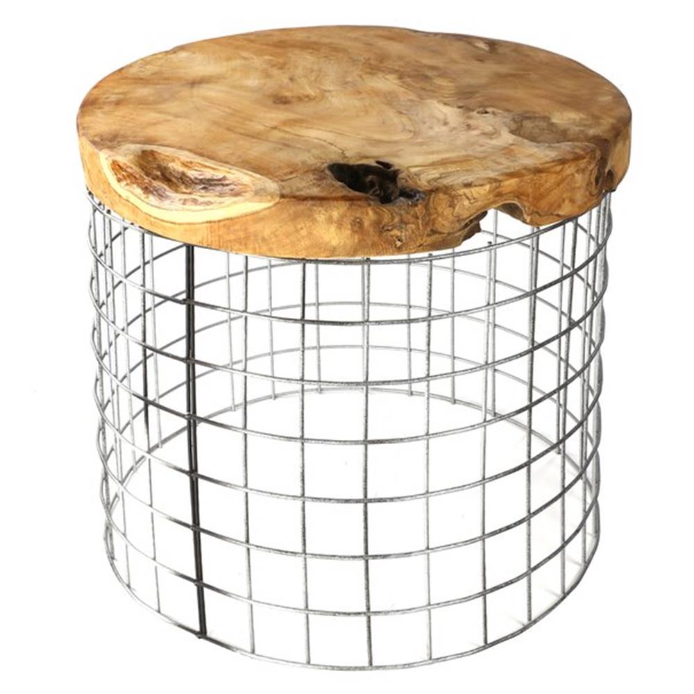 Sconto Prístavný stolík TRIEN 1 teakové drevo/kov, priemer 50 cm, značky Sconto