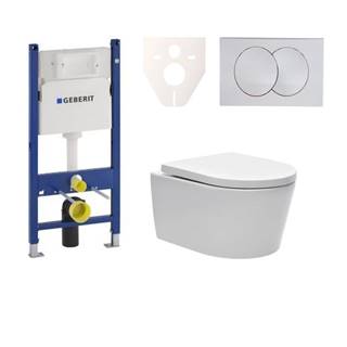 Cenovo zvýhodnený závesný WC set Geberit do ľahkých stien / predstenová montáž + WC SAT Brevis