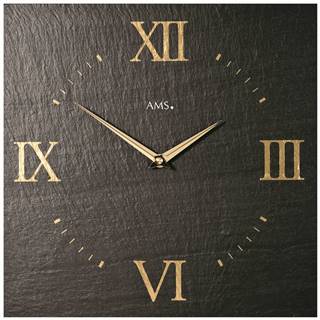 AMS  9517 dizajnové nástenné bridlicové hodiny, 30 x 30 cm, značky AMS