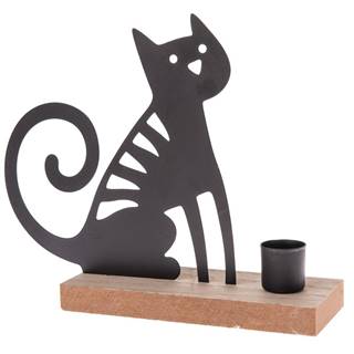 Wendre Kovový svietnik na čajovú sviečku Mačka, 20 x 16,5 x 6 cm, značky Wendre