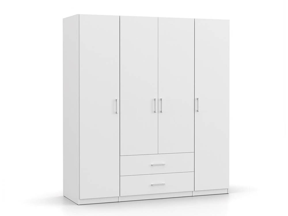 DREVONA Šatníková skriňa 4-dverová so zásuvkami biela BASIC 4DV 2ZAS, značky DREVONA
