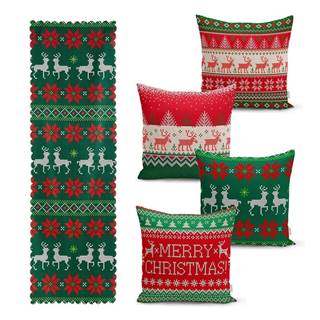 Minimalist Cushion Covers Súprava 4 vianočných obliečok na vankúš a behúň na stôl  Merry Christmas, značky Minimalist Cushion Covers