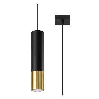 Nice Lamps Závesné svietidlo s kovovým tienidlom v čierno-zlatej farbe 8x8 cm Longbot - , značky Nice Lamps
