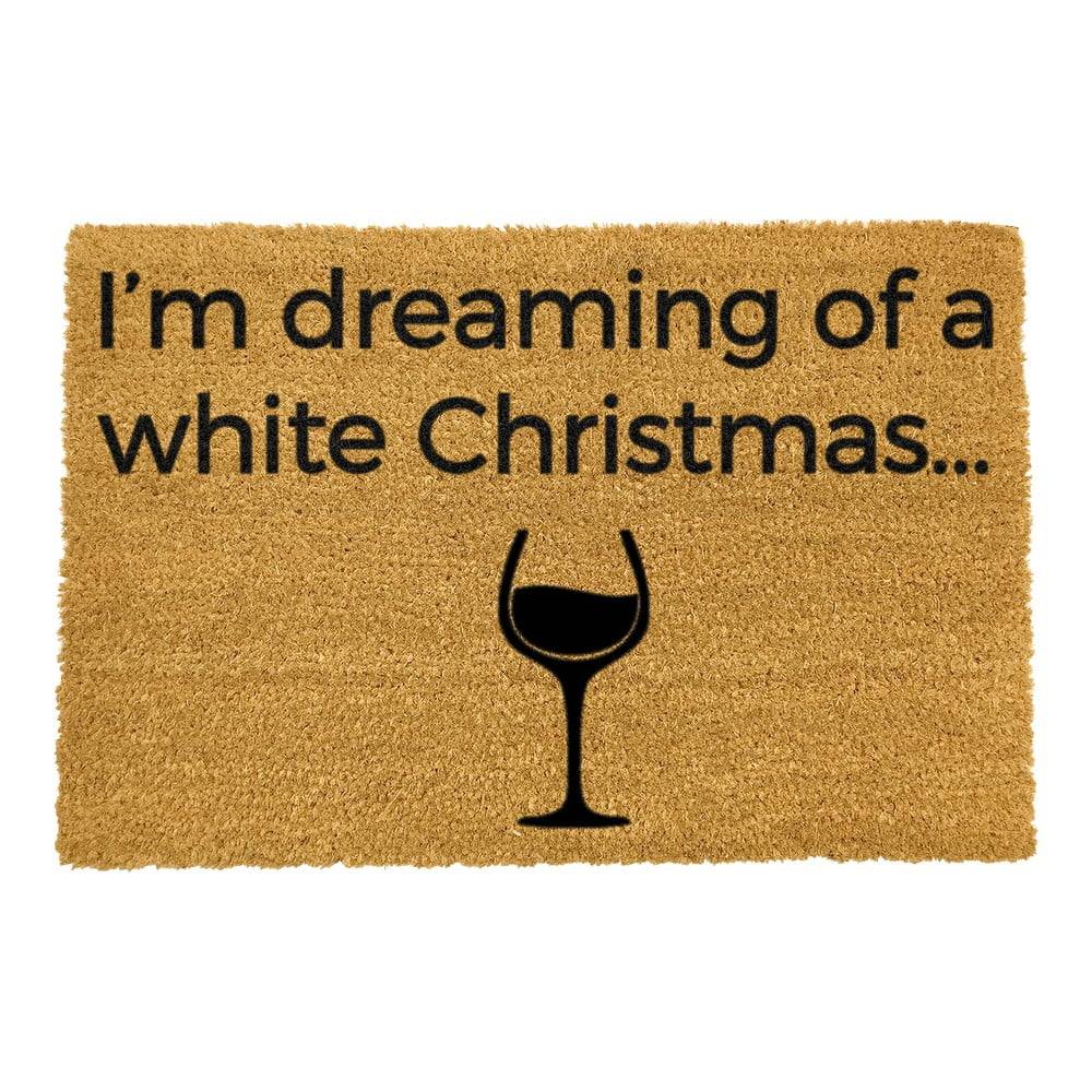 Artsy Doormats Čierna rohožka z prírodného kokosového vlákna  White Wine Christmas, 40 x 60 cm, značky Artsy Doormats