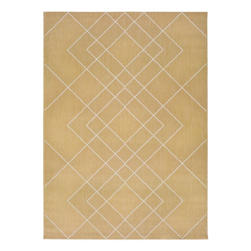 Universal Žltý vonkajší koberec  Hibis Geo, 160 x 230 cm, značky Universal