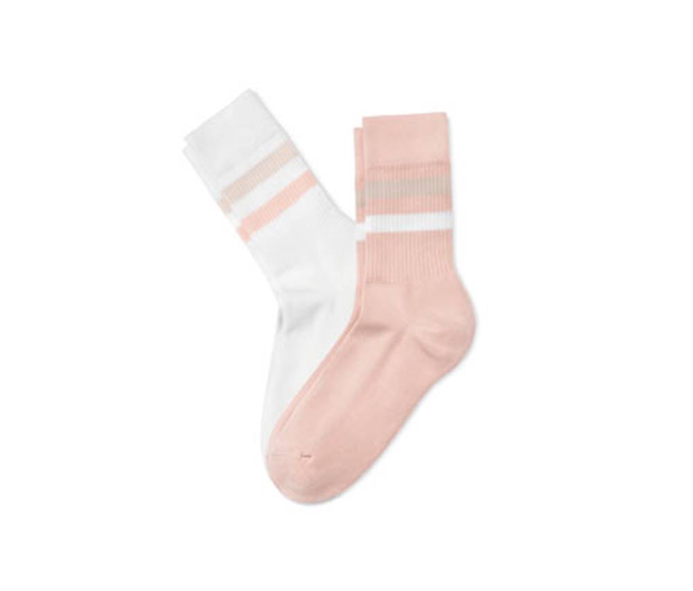 Tchibo Ponožky z rebrovanej pleteniny, 2 páry, ružové a biele, značky Tchibo