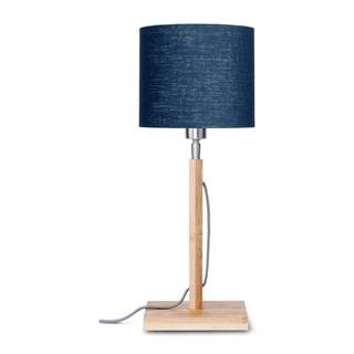 Stolová lampa s modrým tienidlom a konštrukciou z bambusu Good&Mojo Fuji