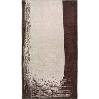Tmavohnedo-krémový prateľný koberec behúň 200x80 cm - Vitaus