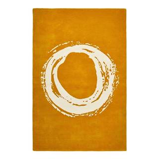 Horčicovožltý vlnený koberec Think Rugs Elements Circle, 120 x 170 cm