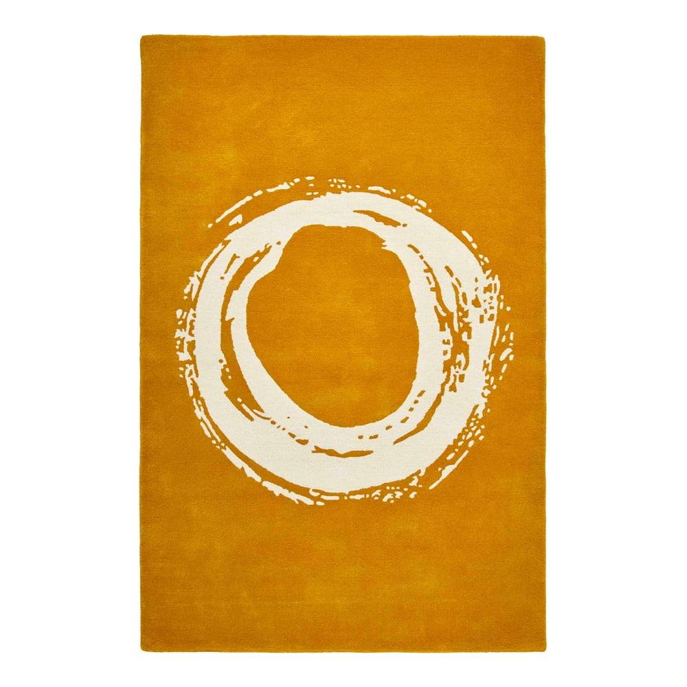 Think Rugs Horčicovožltý vlnený koberec  Elements Circle, 120 x 170 cm, značky Think Rugs