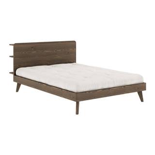 Hnedá dvojlôžková posteľ s roštom 140x200 cm Retreat - Karup Design