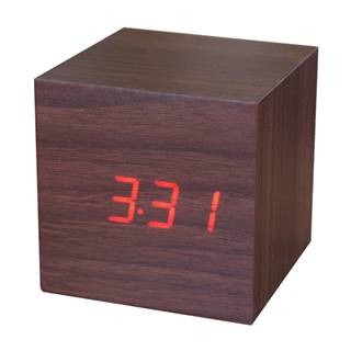 Gingko Tmavohnedý budík s červeným LED displejom  Cube Click Clock, značky Gingko