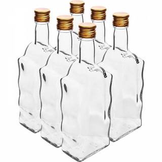 Fľaša sklenená, hranatá, kláštorná, 500 ml, s uzáverom na závit