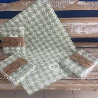 Utierka kuchynská bavlnená tkaná Srdcia zelená 3ks, 50x70cm, 270 g/m2