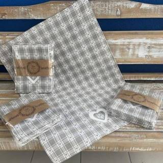 Utierka kuchynská bavlnená tkaná Srdcia béžová 3ks, 50x70cm, 270 g/m2