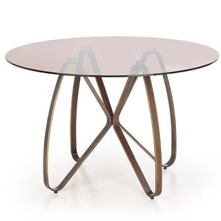 Stôl Lungo 120 Sklo/Oceľ – Hnedá/Zlatá