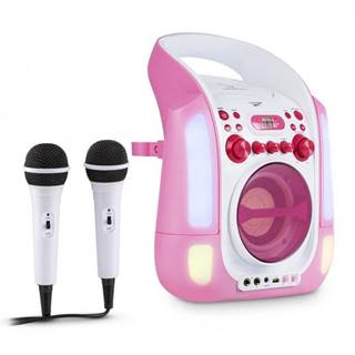 Auna  Kara Illumina, ružový, karaoke systém, CD, USB, MP3, LED svetelná show, 2 x mikrofón, prenosný, značky Auna