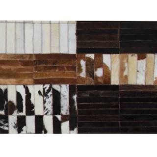 Luxusný kožený koberec čierna/hnedá/biela patchwork 201x300 KOŽA TYP 4