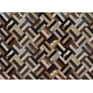 Kondela Luxusný kožený koberec hnedá/čierna/béžová patchwork 140x200  KOŽA TYP 2, značky Kondela