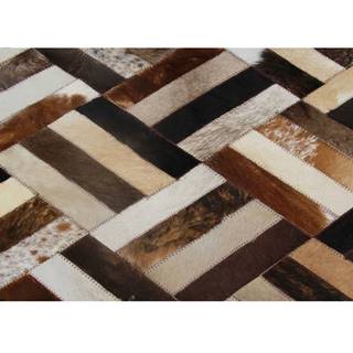 Luxusný kožený koberec hnedá/čierna/béžová patchwork 170x240  KOŽA TYP 2