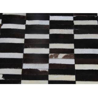 Luxusný kožený koberec hnedá/čierna/biela patchwork 201x300 KOŽA TYP 6