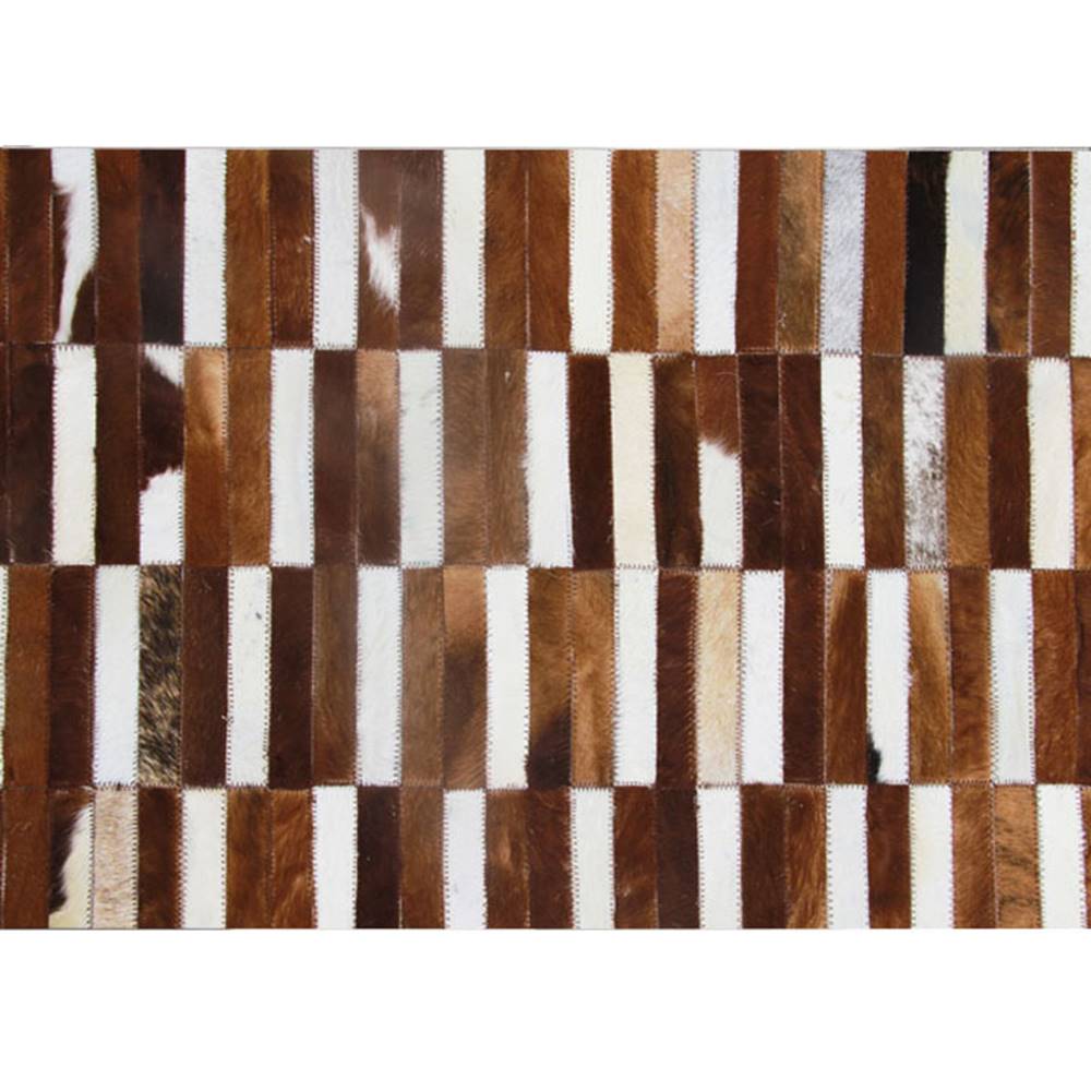Kondela Luxusný kožený koberec hnedá/biela patchwork 201x300 KOŽA TYP 5, značky Kondela