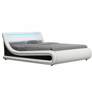 Manželská posteľ s RGB LED osvetlením biela/čierna 180x200 MANILA NEW