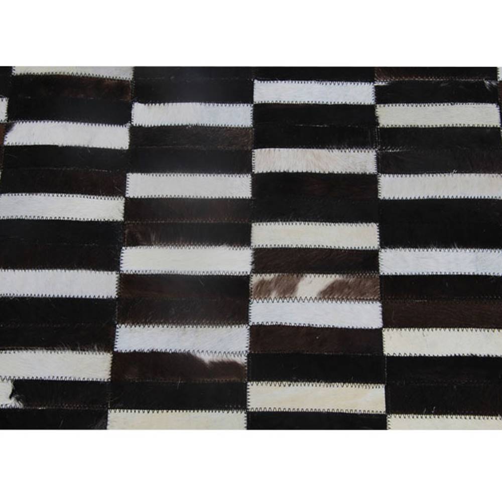 Kondela Luxusný kožený koberec hnedá/čierna/biela patchwork 141x200 KOŽA TYP 6, značky Kondela